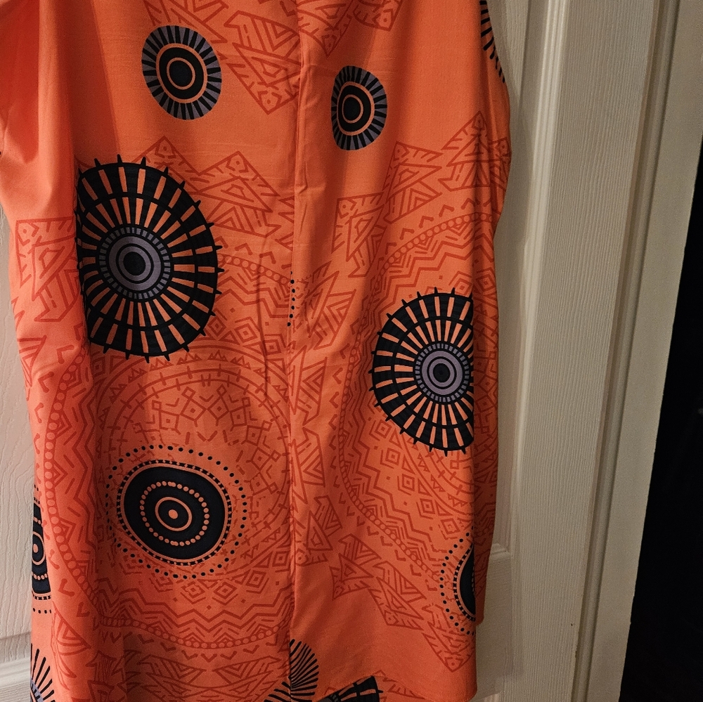 Brilliant Orange and Navy Tank Dress